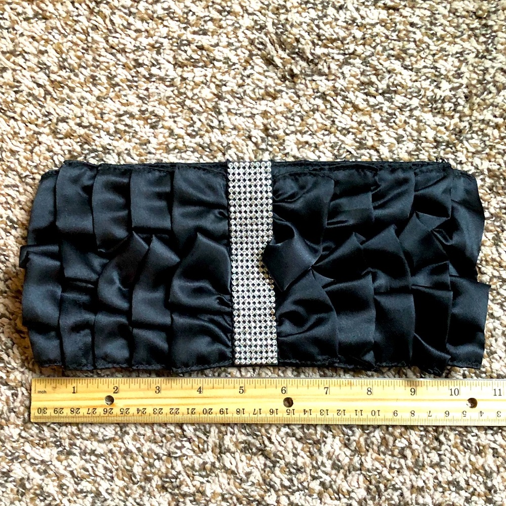 Black Satin Rhinestone Clutch